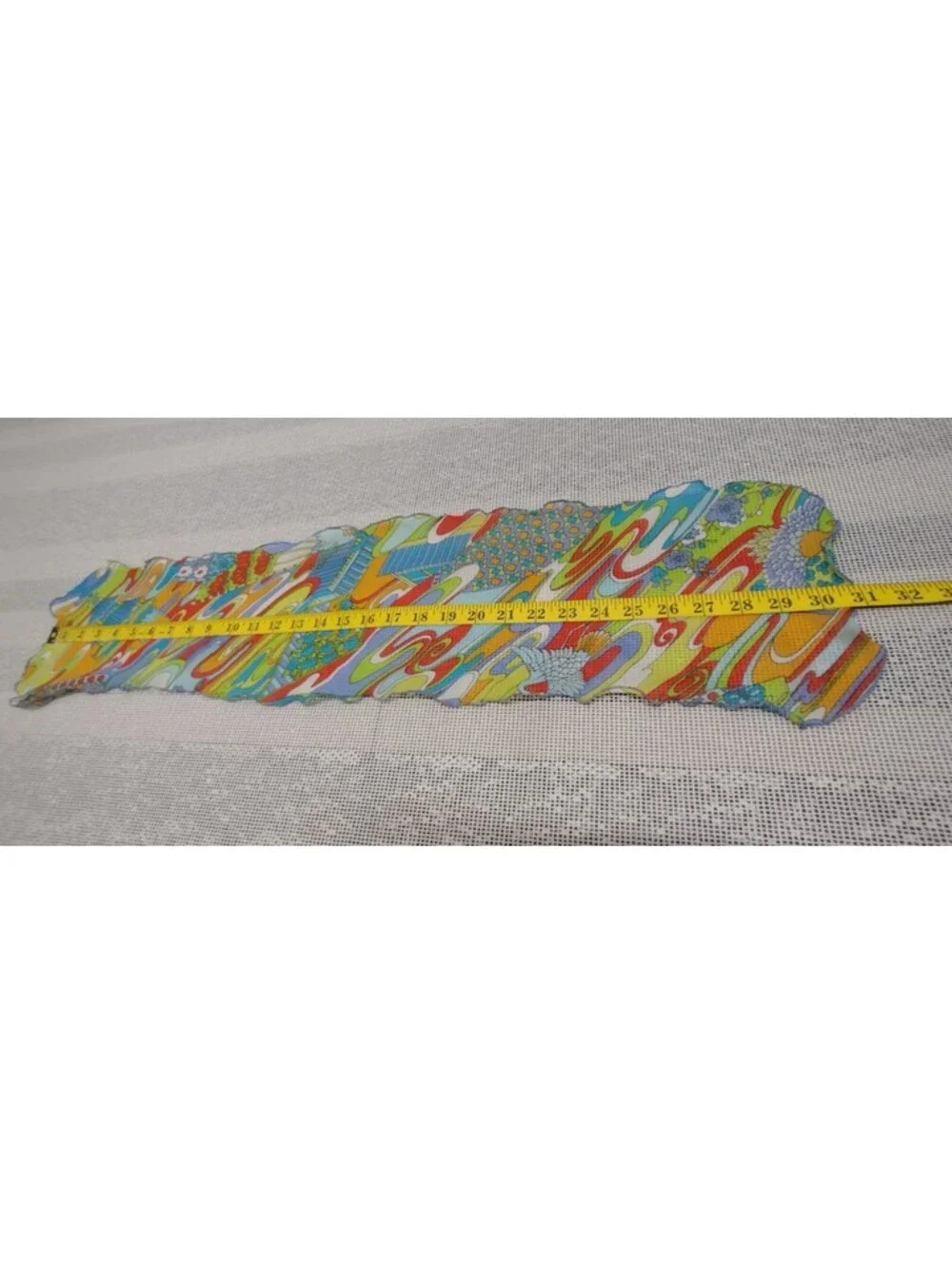 Vintage 1960s Psychedelic Chiffon Scarf NYLON lettude edging AUSTIN POWERS MOD